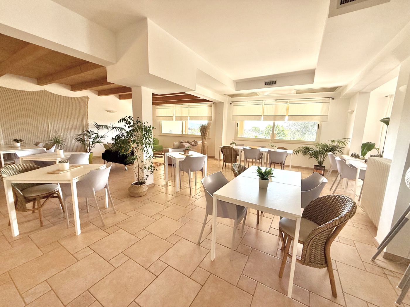 Guest breakfast lounge with coffee machine
